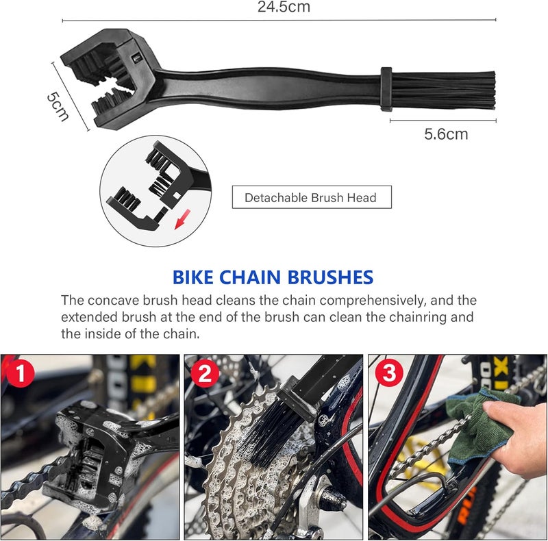 YIMAX Bike Chain Cleaner Set, Bike Cleaners Bicycle Cleaning Kit 100ML Chain Lube and 300ML Cleaning Spray, Bike Cleaner Kit with Brushes Cycling Maintenance, Suitable for All Types of Bike - Image 3